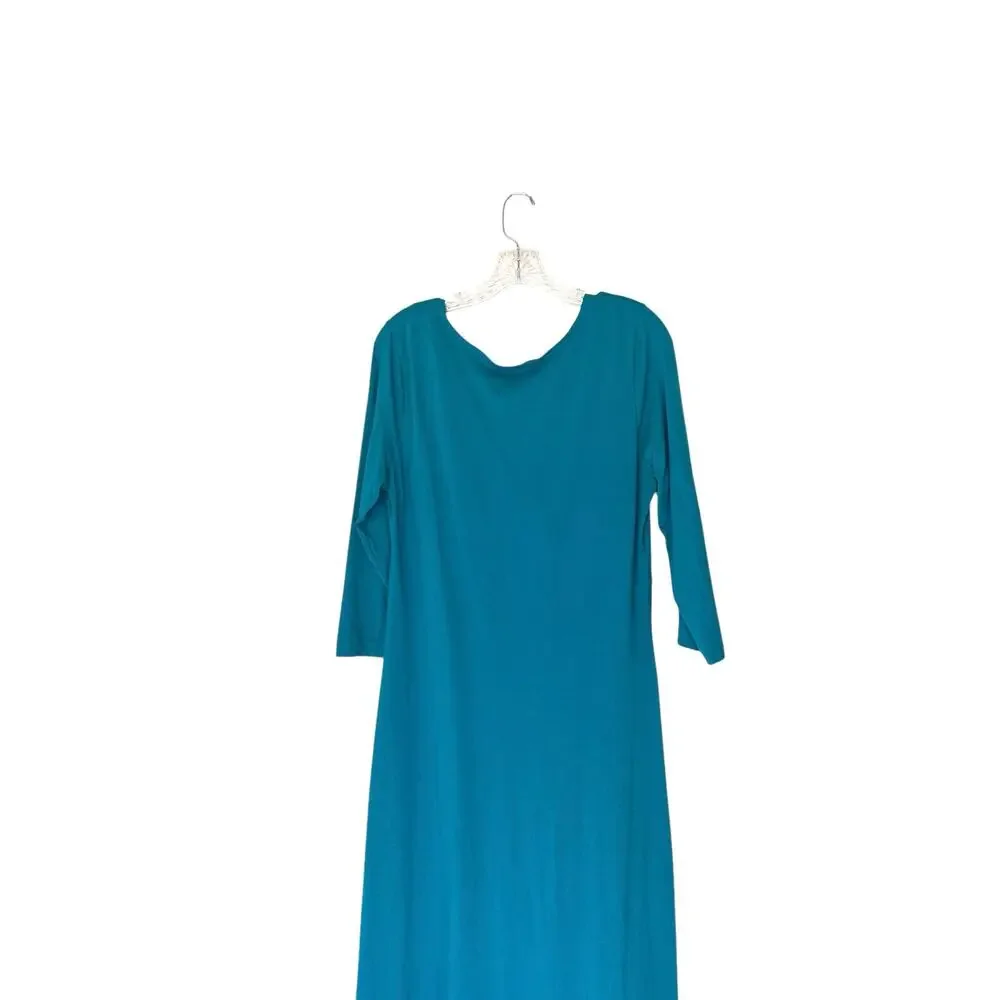 Chadwicks Maxi‎ Dress Blue Pleated Round Neck Long Sleeve Cottagecore Large